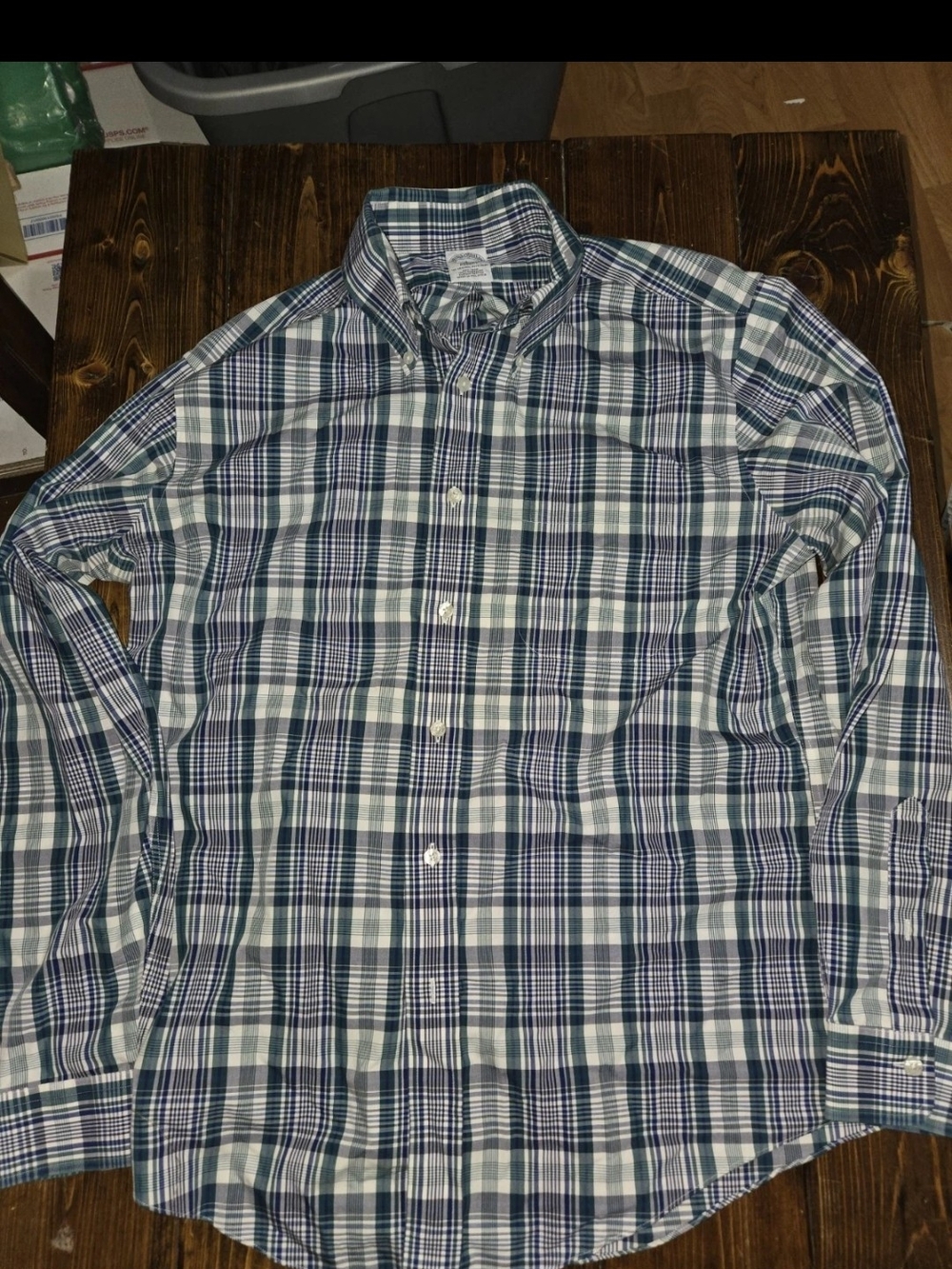 Brooks Brothers Men's Plaid Button-Down Shirt - Blue & White
